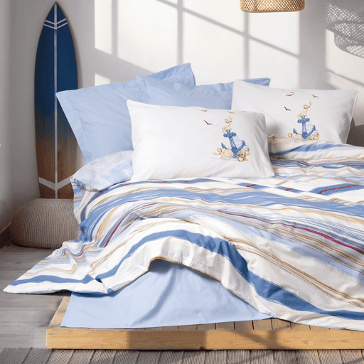 Maritime Nevresim Takımı Çift Kişilik Moreno Mavi 57 Tel Ranforce Kumaş Bonvagon