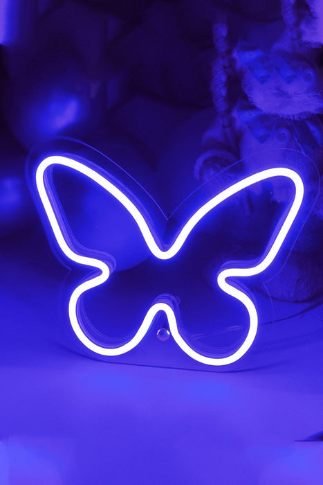 Masaüstü Kelebek Neon Led Işıklı Tablo Bonvagon