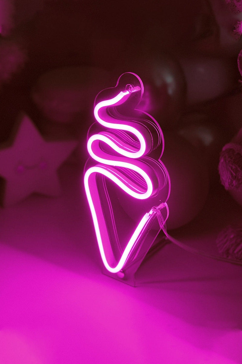 Masaüstü Küçük Dondurma Neon LED Aydınlatma Işıklı Tablo
