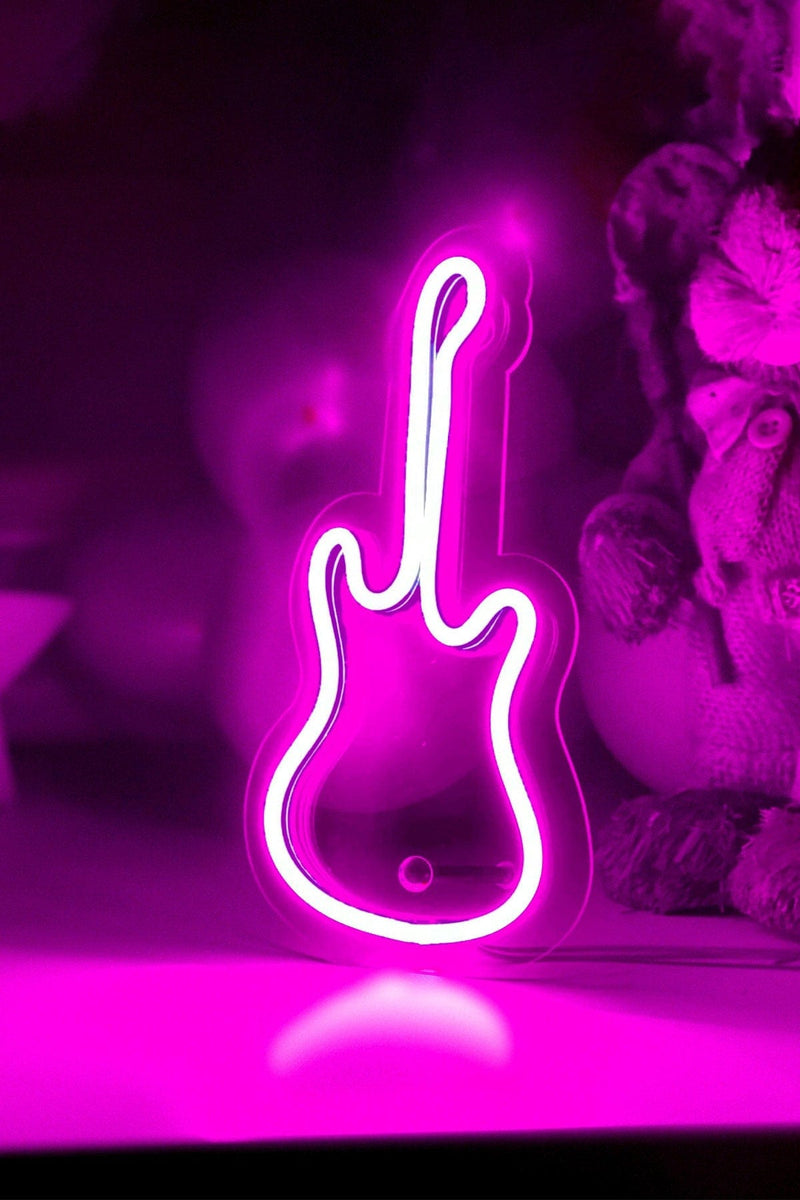Masaüstü Küçük Gitar Neon LED Aydınlatma Işıklı Tablo