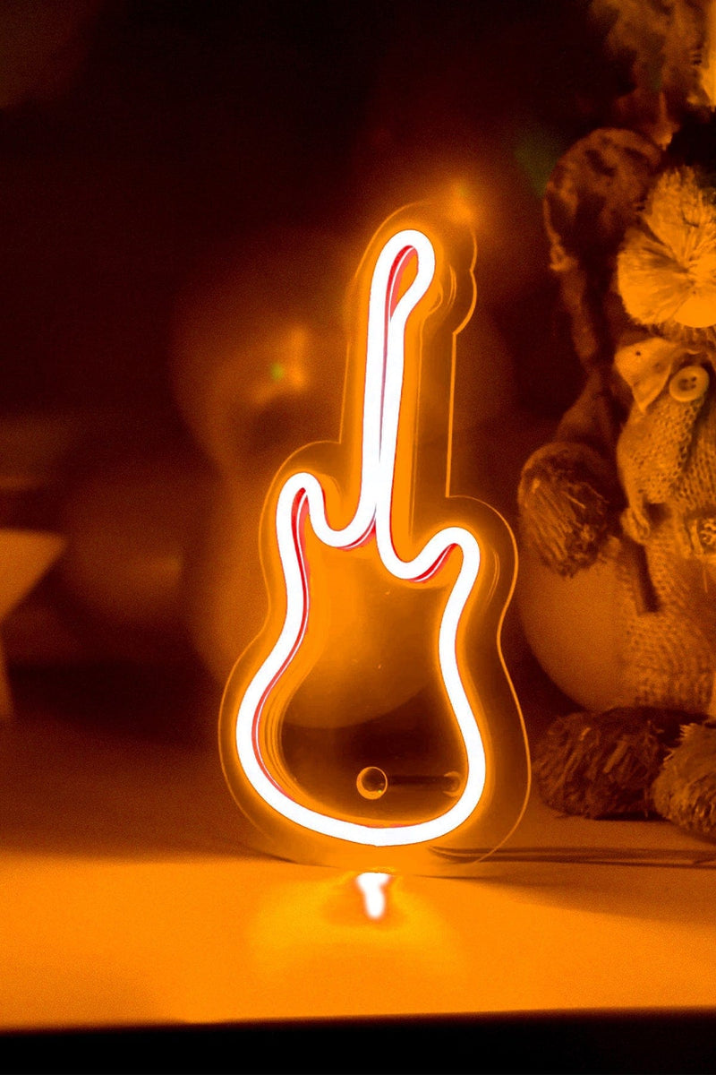 Masaüstü Küçük Gitar Neon LED Aydınlatma Işıklı Tablo