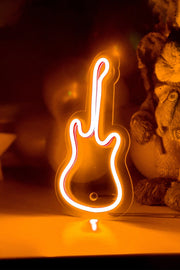 Masaüstü Küçük Gitar Neon Led Işıklı Tablo Bonvagon