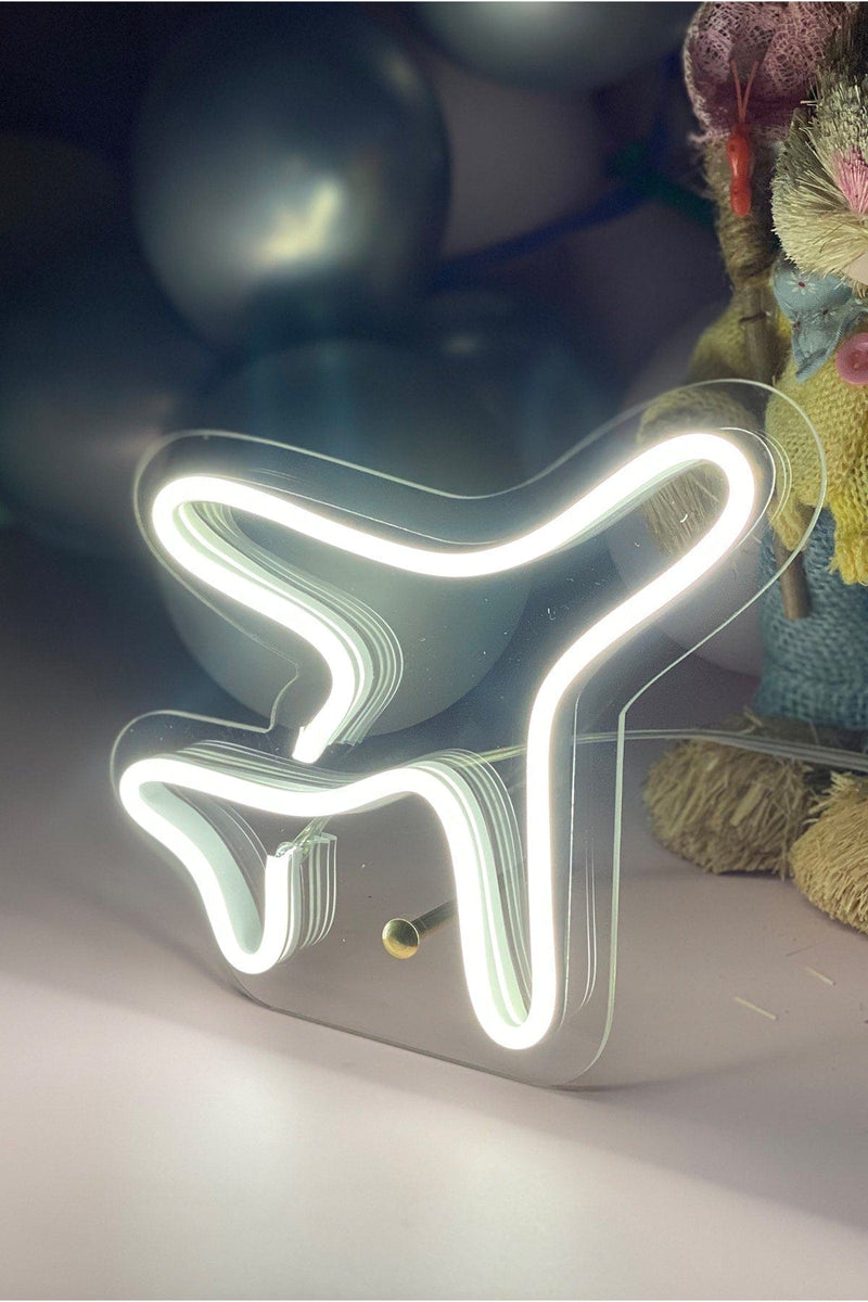 Masaüstü Uçak Neon Led Işıklı Tablo Bonvagon