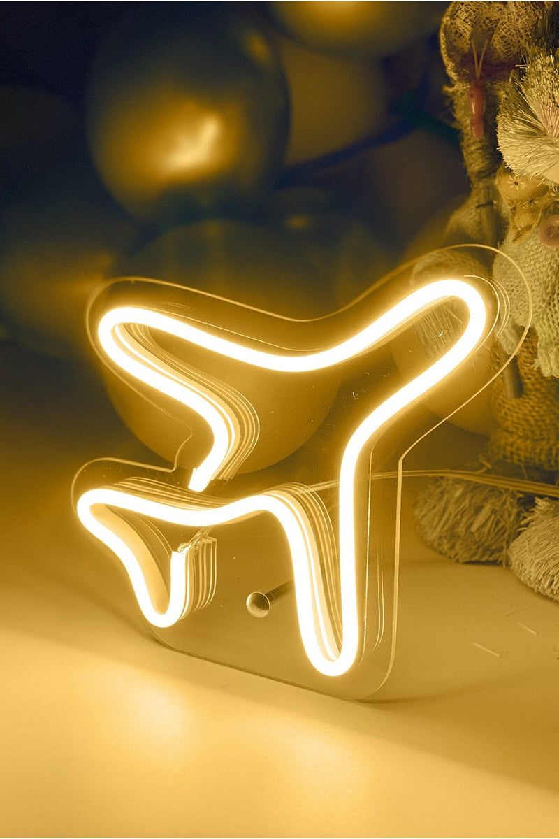 Masaüstü Uçak Neon Led Işıklı Tablo Bonvagon