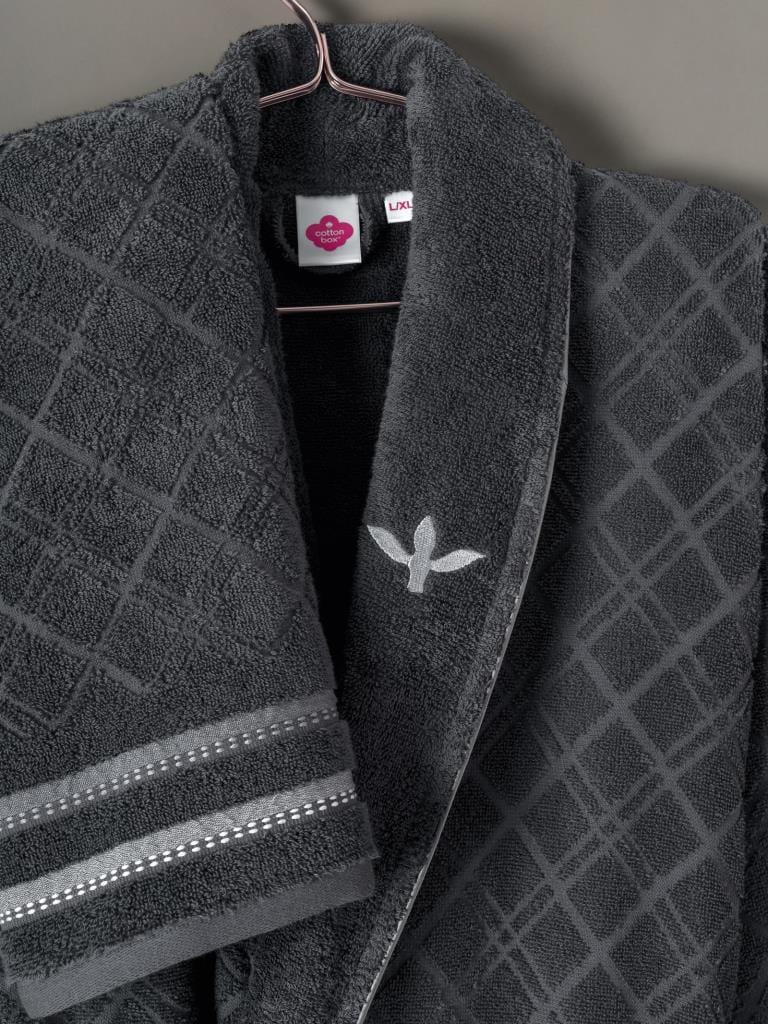 Masculine Aile Bornoz Seti Carlos Beyaz Antrasit Bonvagon