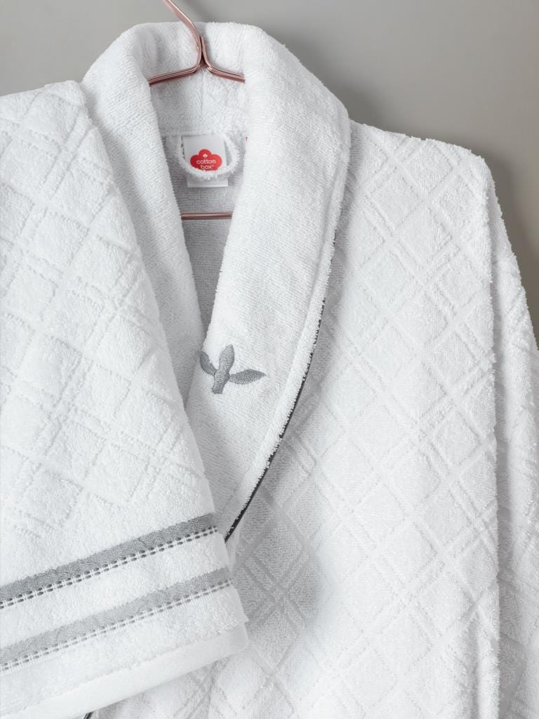 Masculine Aile Bornoz Seti Carlos Beyaz Antrasit Bonvagon