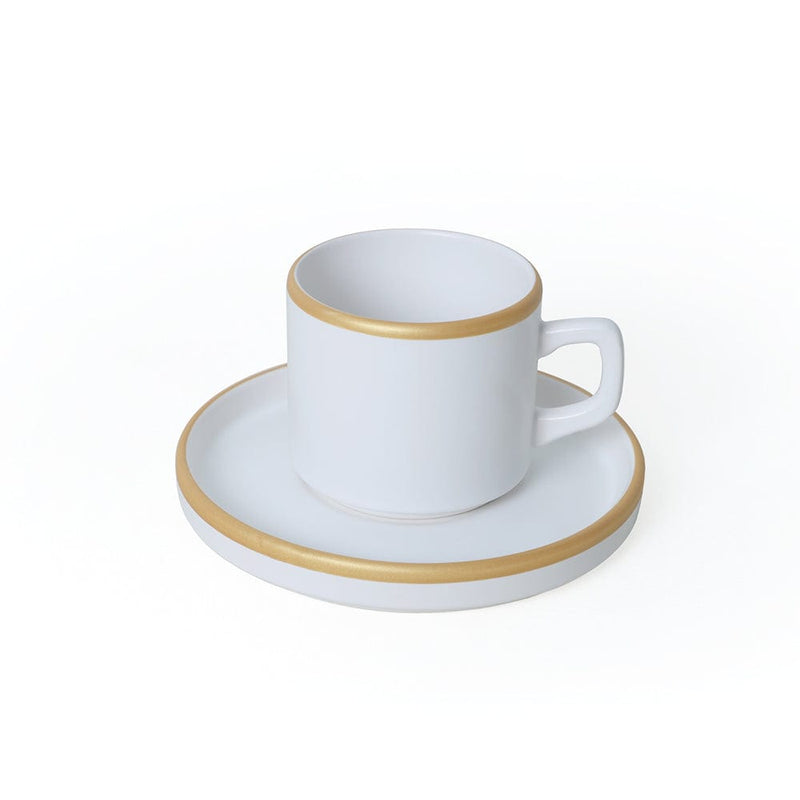 Mat Beyaz Gold Fileli Stackable Yemek / Kahvaltı Takımı 20 Parça 4 Kişilik