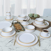 Mat Beyaz Gold Fileli Stackable Yemek / Kahvaltı Takımı 20 Parça 4 Kişilik Bonvagon