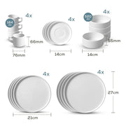 Mat Beyaz Gold Fileli Stackable Yemek / Kahvaltı Takımı 20 Parça 4 Kişilik Bonvagon