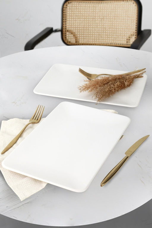 Mat Beyaz Siera Kayık Tabak 31 Cm 2 Adet Bonvagon