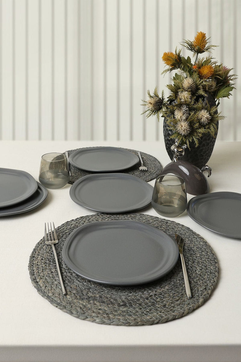 Mat Gri Bloom Pasta Tabağı 24 Cm 6 Adet 959 Bonvagon