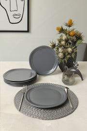 Mat Gri Bloom Pasta Tabağı 24 Cm 6 Adet 959 Bonvagon