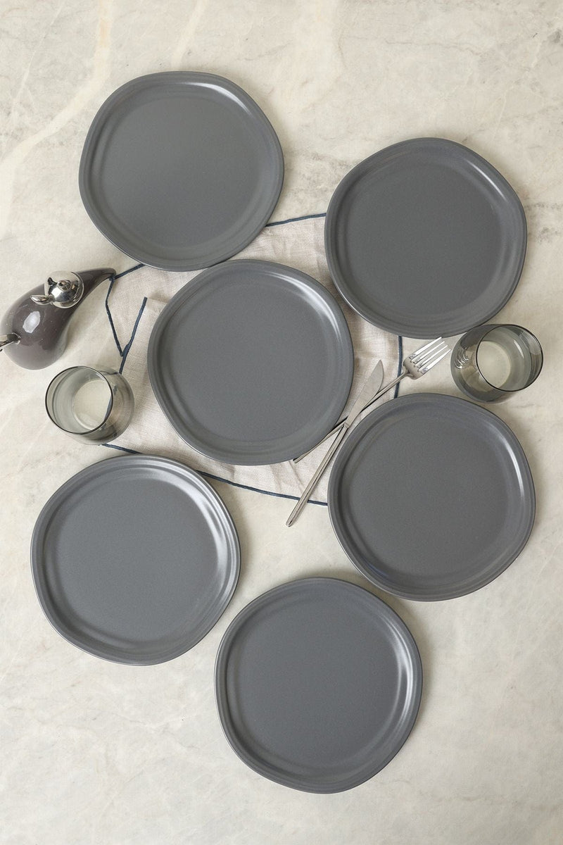 Mat Gri Bloom Pasta Tabağı 24 Cm 6 Adet 959 Bonvagon