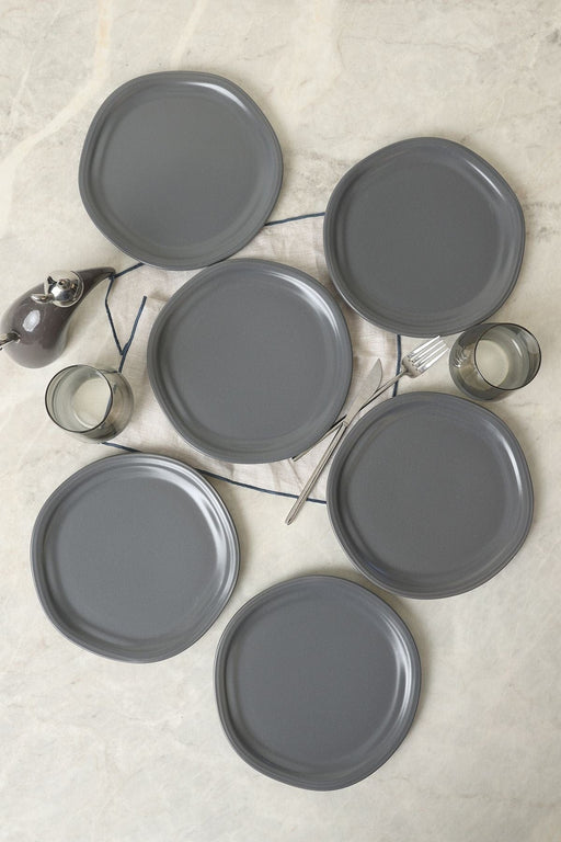 Mat Gri Bloom Pasta Tabağı 24 Cm 6 Adet 959 Bonvagon