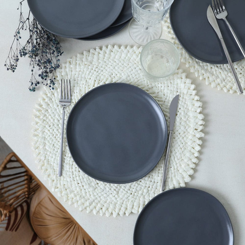 Mat Gri Sardes Pasta Tabağı 22cm 6 Adet