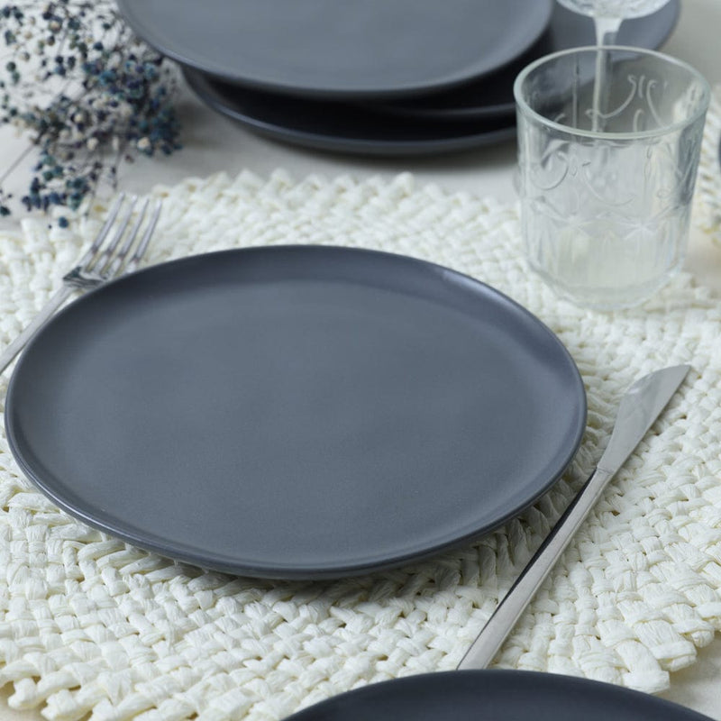 Mat Gri Sardes Pasta Tabağı 22cm 6 Adet