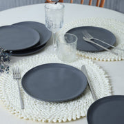Mat Gri Sardes Pasta Tabağı 22cm 6 Adet