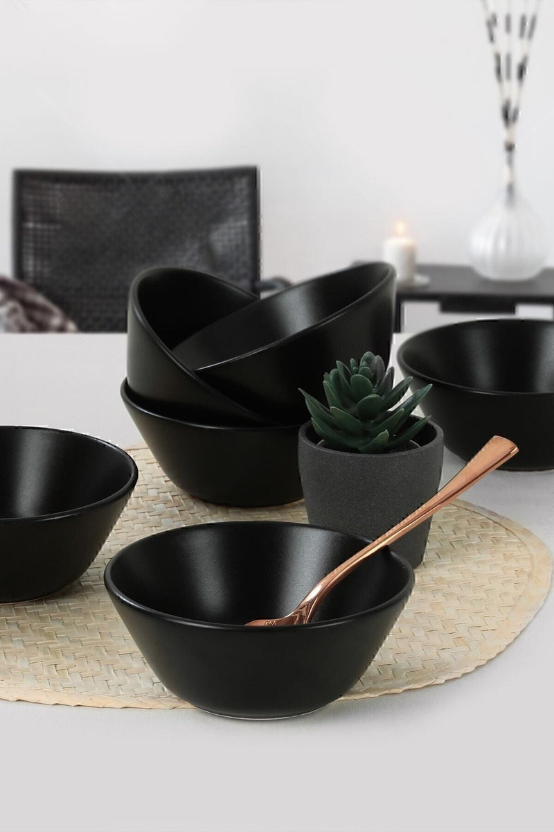 Mat Siyah Çorba Kasesi 14 Cm Set 6 Adet Bonvagon