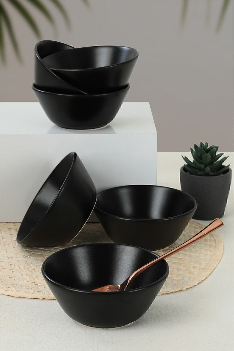 Mat Siyah Çorba Kasesi 14 Cm Set 6 Adet Bonvagon