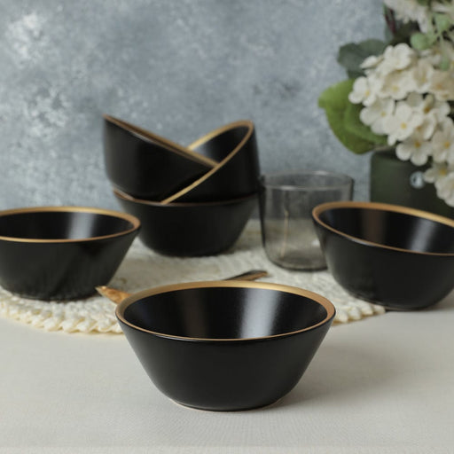 Mat Siyah Gold File Hitit Çorba Kasesi 14cm 6 Adet Bonvagon