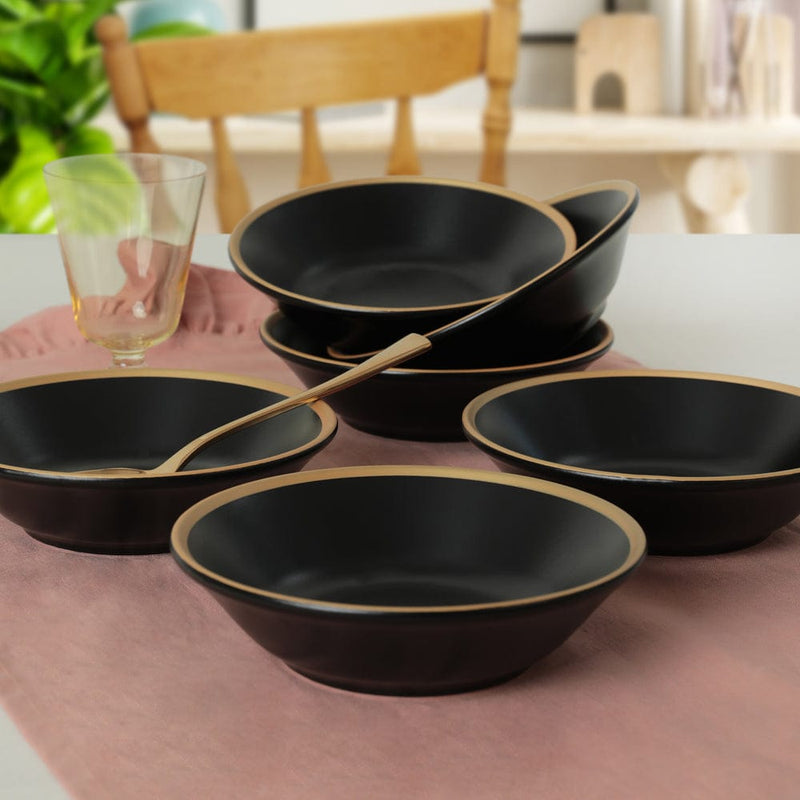 Mat Siyah Gold File Hitit Yemek Tabağı 18cm 6 Adet Bonvagon