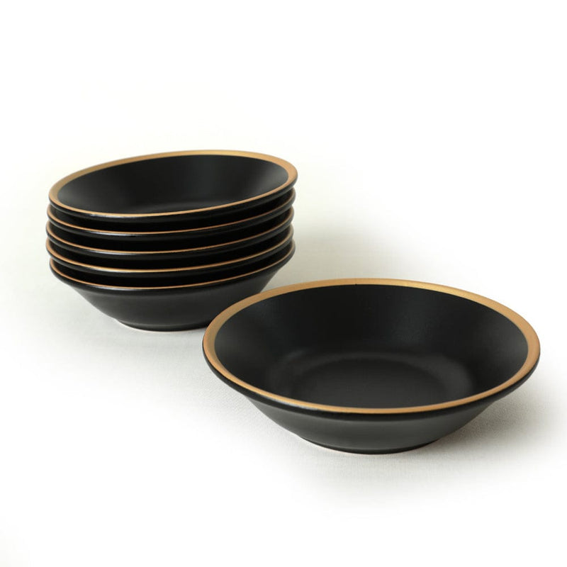 Mat Siyah Gold File Hitit Yemek Tabağı 18cm 6 Adet - 956 Bonvagon
