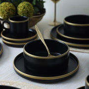 Mat Siyah Gold Fileli Stackable Yemek / Kahvaltı Takımı 20 Parça 4 Kişilik Bonvagon