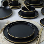 Mat Siyah Gold Fileli Stackable Yemek / Kahvaltı Takımı 20 Parça 4 Kişilik Bonvagon