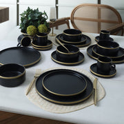 Mat Siyah Gold Fileli Stackable Yemek / Kahvaltı Takımı 20 Parça 4 Kişilik Bonvagon