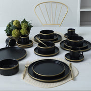 Mat Siyah Gold Fileli Stackable Yemek / Kahvaltı Takımı 20 Parça 4 Kişilik Bonvagon
