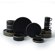 Mat Siyah Gold Fileli Stackable Yemek / Kahvaltı Takımı 20 Parça 4 Kişilik Bonvagon