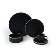 Mat Siyah Gold Fileli Stackable Yemek / Kahvaltı Takımı 20 Parça 4 Kişilik Bonvagon
