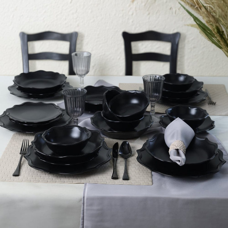 Mat Siyah Romeo Yemek Takımı 24 Parça 6 Kişilik Bonvagon