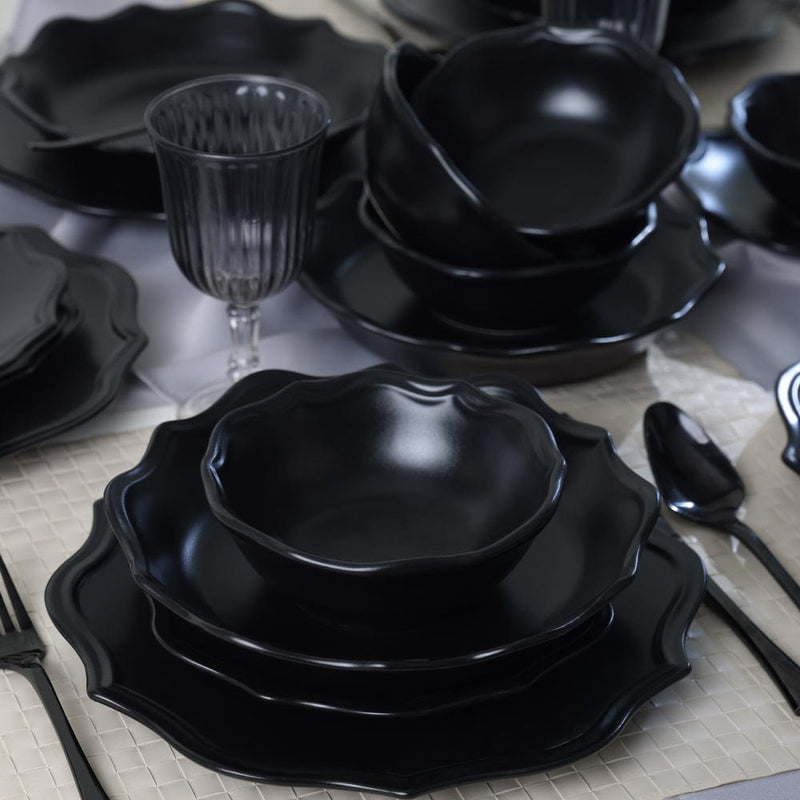 Mat Siyah Romeo Yemek Takımı 24 Parça 6 Kişilik Bonvagon