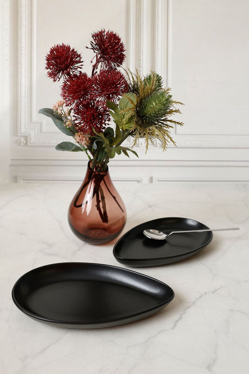 Mat Siyah Serenity Kayık Tabak 24 Cm 2 Adet 956 Bonvagon