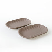 Mat Toprak Taupe Badem Kayık Tabak 22cm 2 Adet