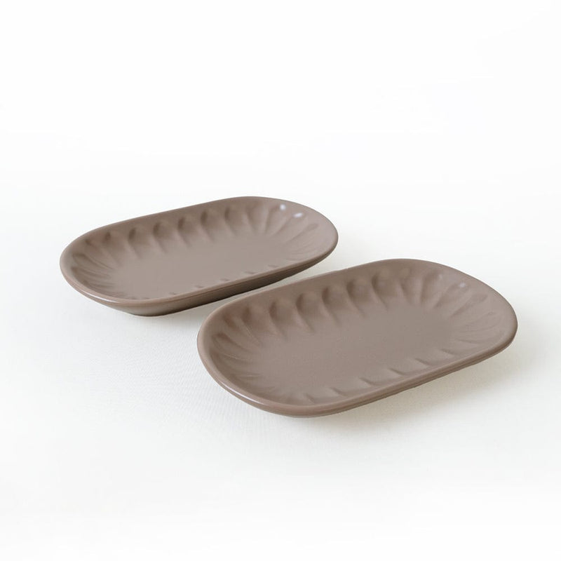 Mat Toprak Taupe Badem Kayık Tabak 22cm 2 Adet