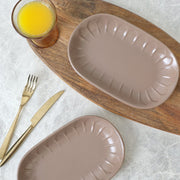 Mat Toprak Taupe Badem Kayık Tabak 22cm 2 Adet