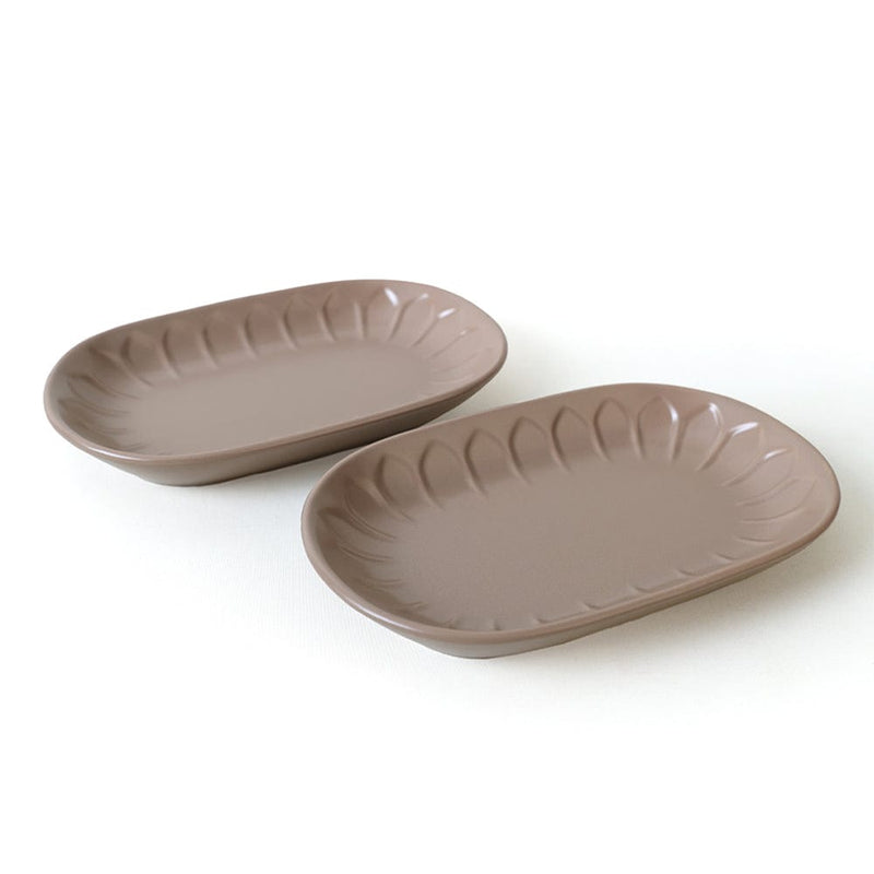 Mat Toprak Taupe Badem Kayık Tabak 25cm 2 Adet