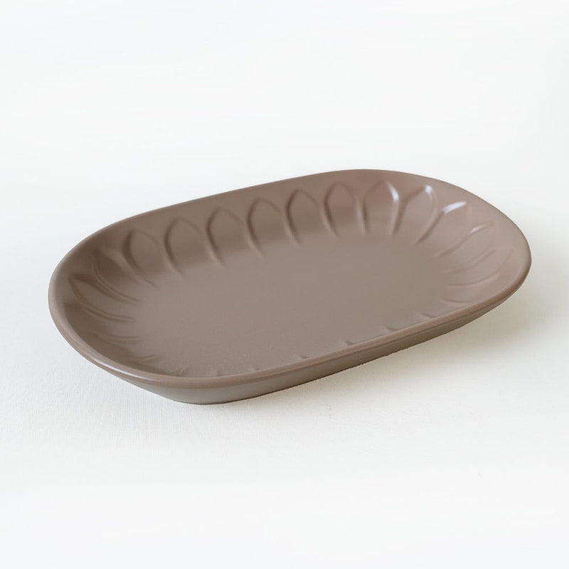 Mat Toprak Taupe Badem Kayık Tabak 25cm 2 Adet