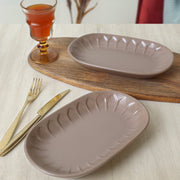 Mat Toprak Taupe Badem Kayık Tabak 25cm 2 Adet