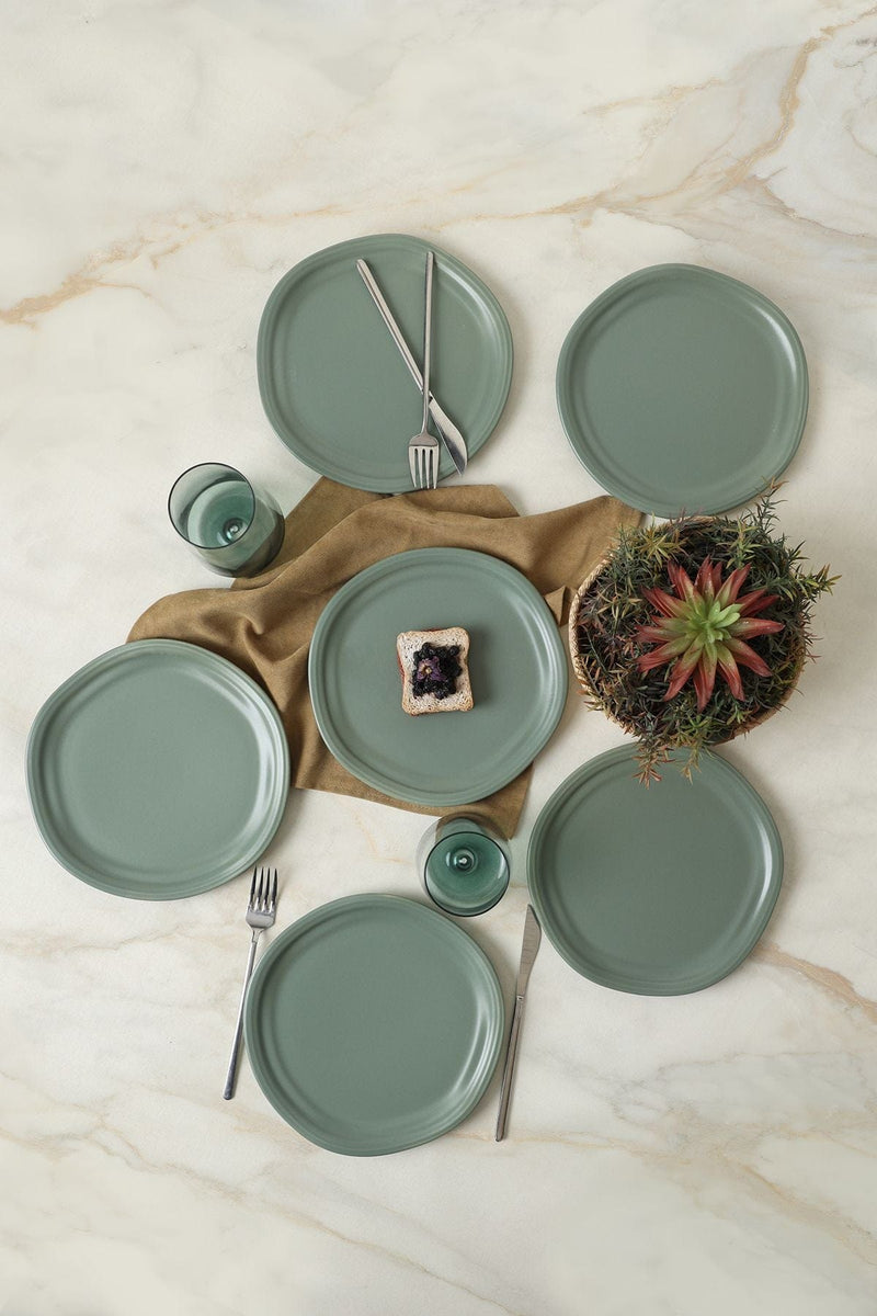 Mat Yeşil Bloom Pasta Tabağı 24 Cm 6 Adet 322 Bonvagon