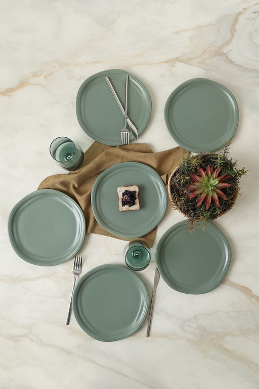 Mat Yeşil Bloom Pasta Tabağı 24 Cm 6 Adet 322 Bonvagon