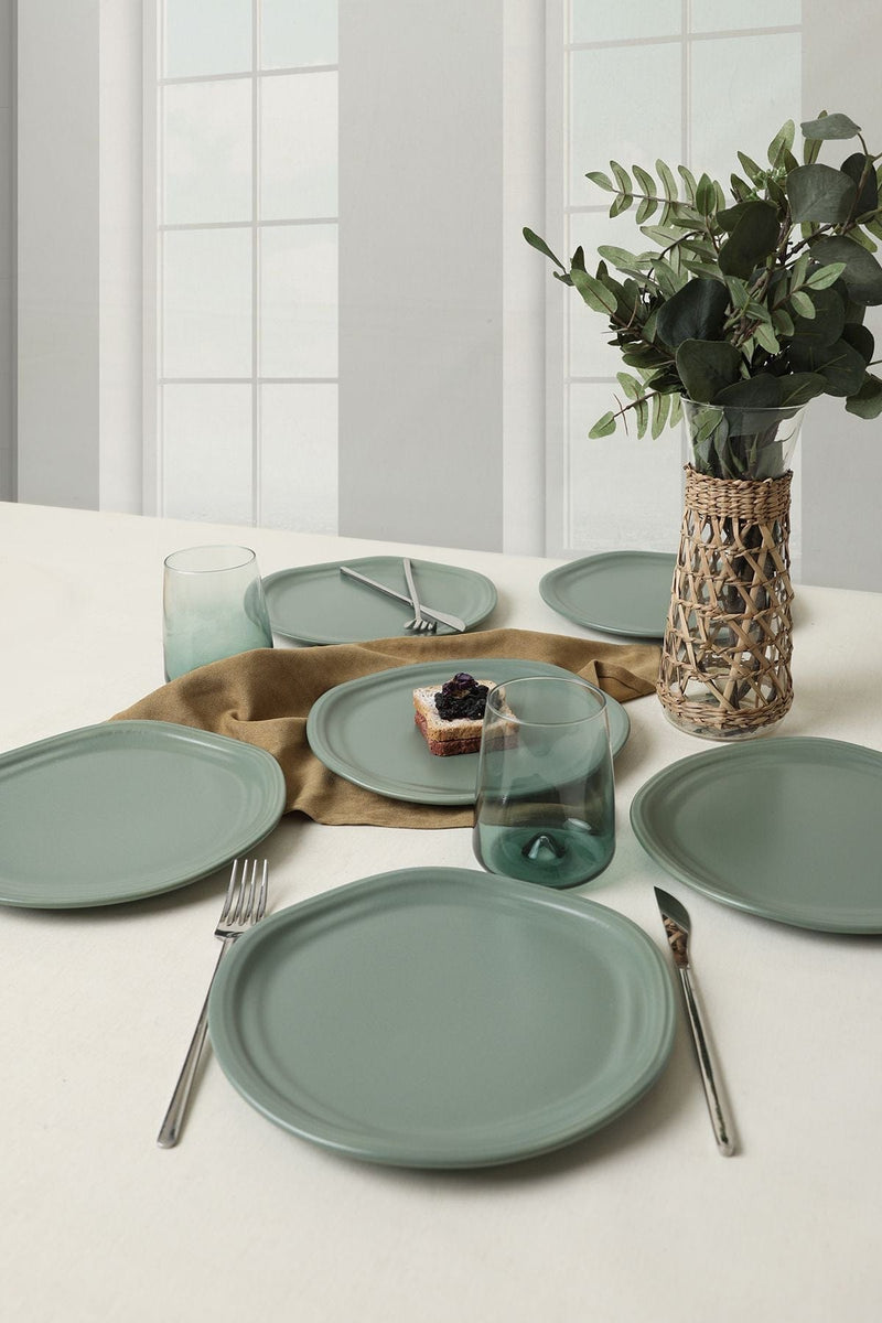 Mat Yeşil Bloom Pasta Tabağı 24 Cm 6 Adet 322 Bonvagon