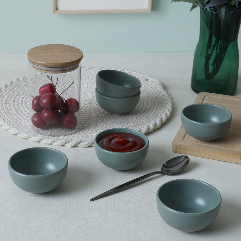 Mat Yeşil Bulut Mini Çerezlik / Sosluk 8cm 6 Adet