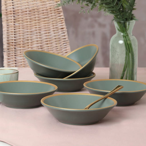 Mat Yeşil Gold File Hitit Yemek Tabağı 18cm 6 Adet Bonvagon