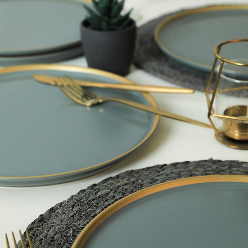 Mat Yeşil Gold File Nordic Servis Tabağı 28cm 6 Adet Bonvagon