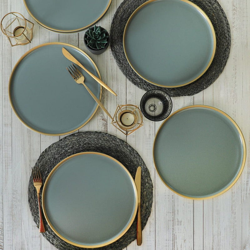 Mat Yeşil Gold File Nordic Servis Tabağı 28cm 6 Adet 324 Bonvagon