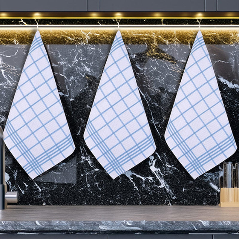 Mavi 3lü Kareli Set Kurulama Bezi Pamuklu Mutfak Havlusu Çok Amaçlı Örtü 50x70cm Bonvagon