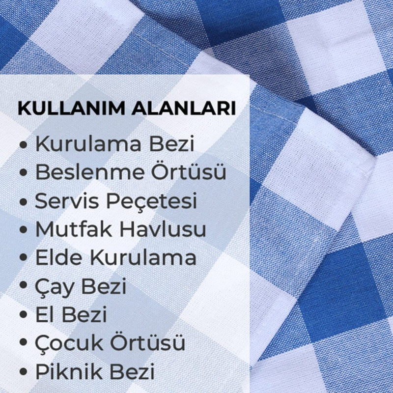 Mavi 4lü Kareli Set Kurulama Bezi Pamuklu Mutfak Havlusu Çok Amaçlı Örtü 45x70cm Bonvagon